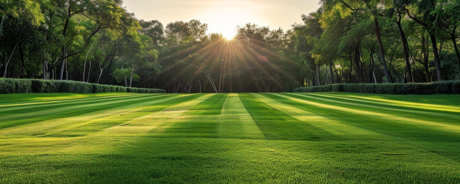 freshly-mown-lawn-bathed-in-morning-sunlight-free-photo