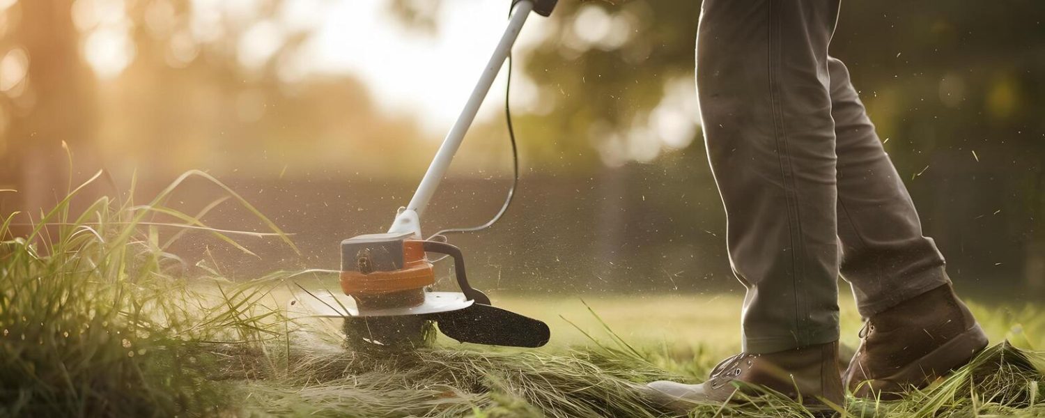 man-using-electric-trimmer-for-lawn-care-on-sunny-day-free-photo
